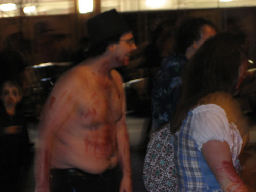 Pudgy shirtless zombie with top hat.  Not exactly a crowd-pleaser.