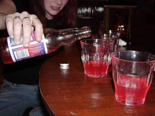 Laura pours us a glass of donut.